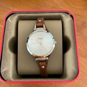 NWT Women’s Fossil “Georgia” Leather Watch